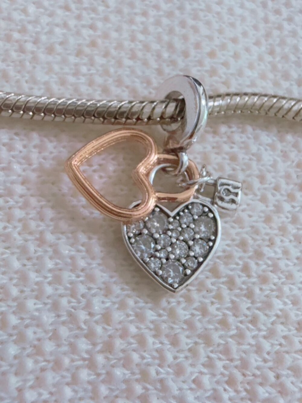 Heart Charm With Lock For Pandora Bracelet, Sterling Silver Charm, Heart Charm